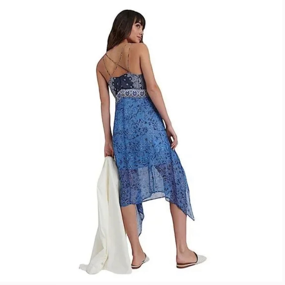 Lucky Brand Blue Paisley Strappy Dress